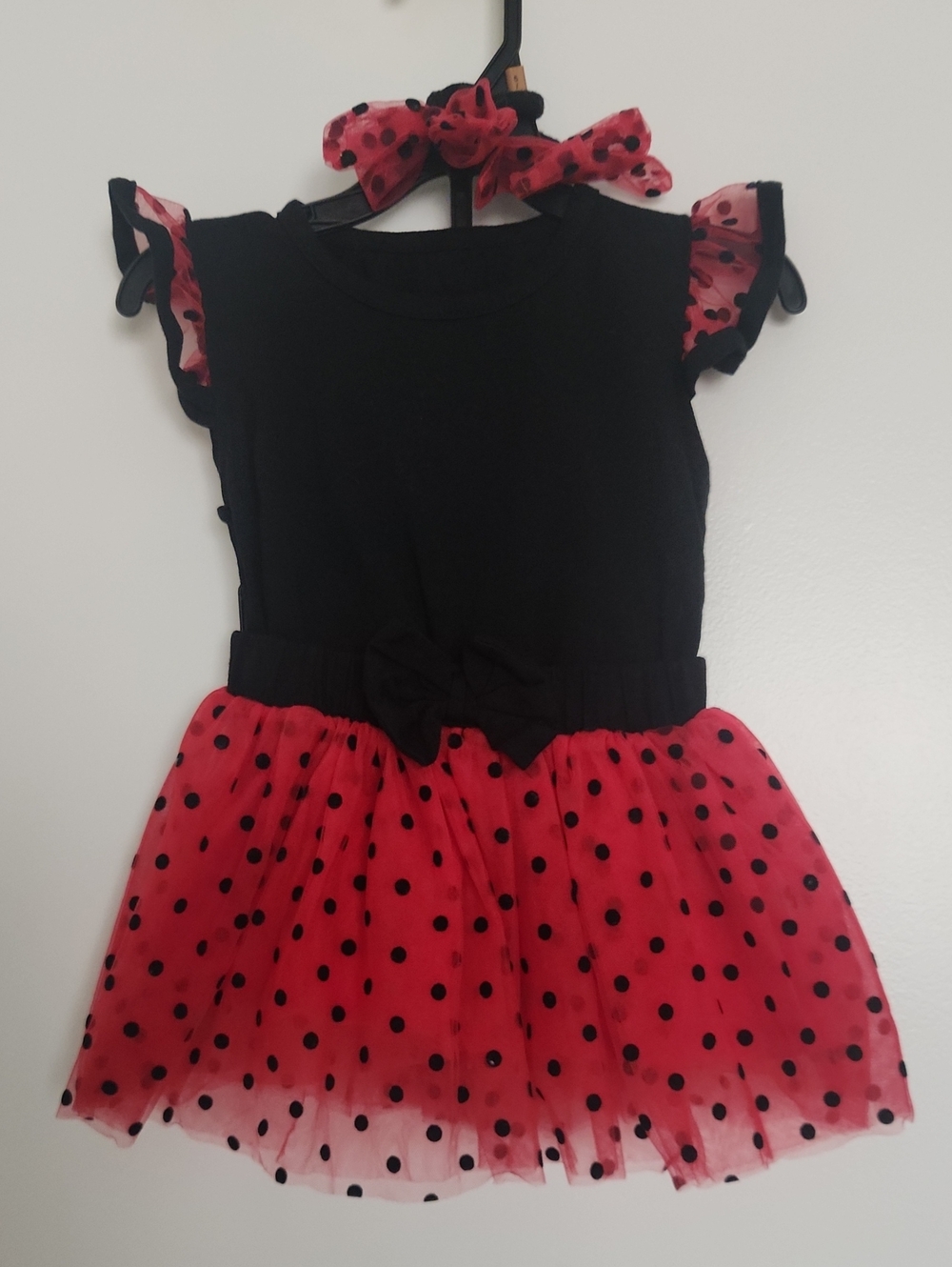 Black & Red Polka Dot Tutu With Black Top